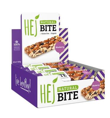 Hej natural hej bite organic (12x40g) blueberry - repen - eiwit repen