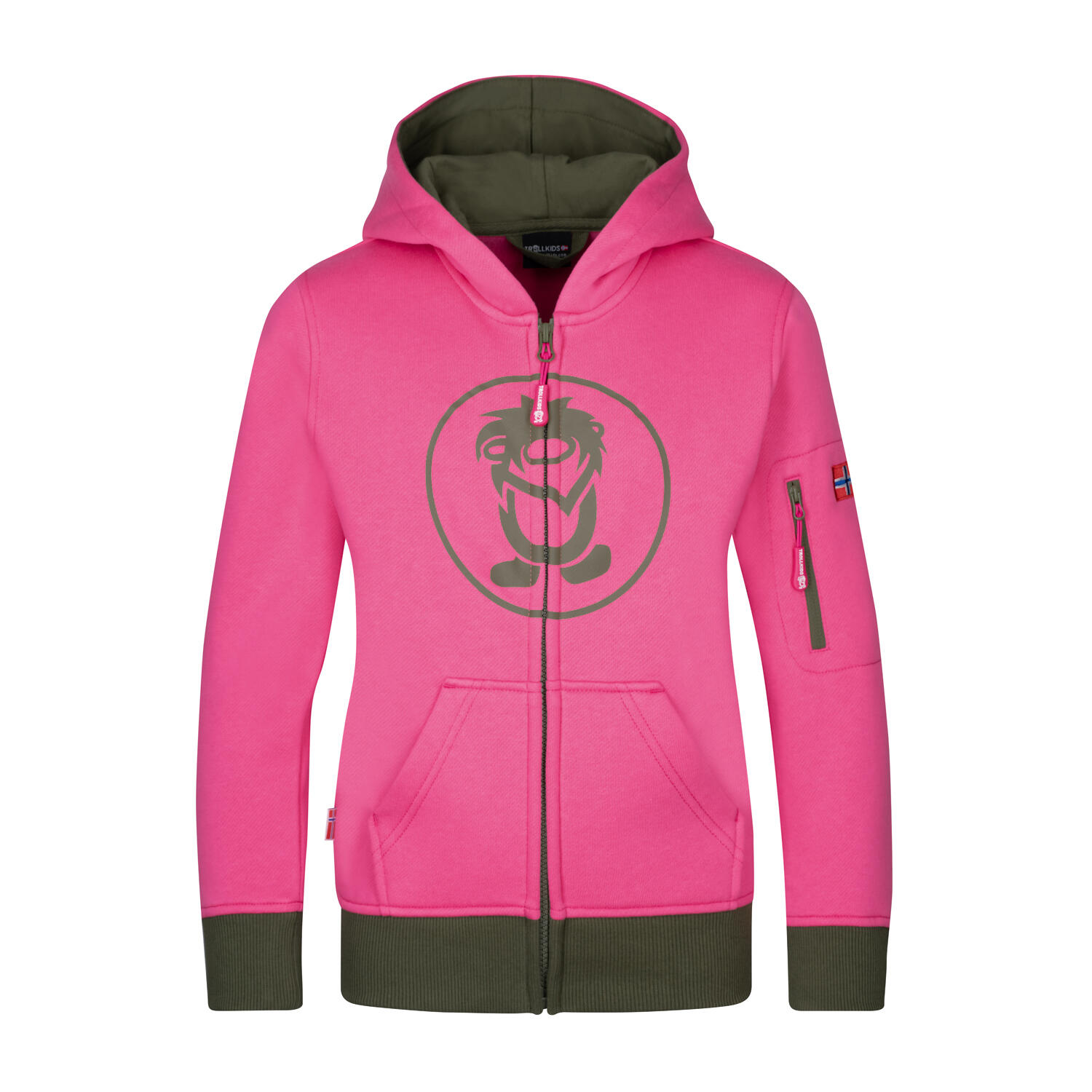 Sortland children's hoodie light magenta/dark olive