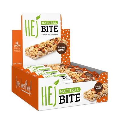 Hej natural hej bite organic (12x40g) roasted nuts - repen - eiwit repen