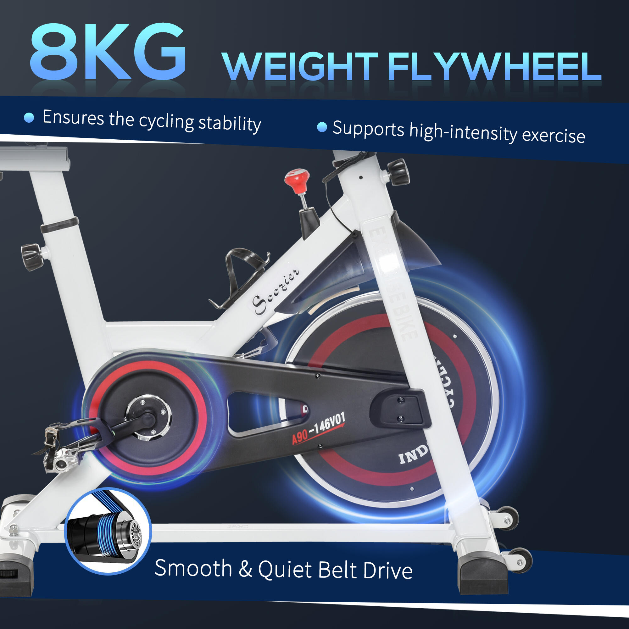 HOMCOM Cyclette Professionale Bici Biking da Camera Regolabile con Volano 8kg 4/5