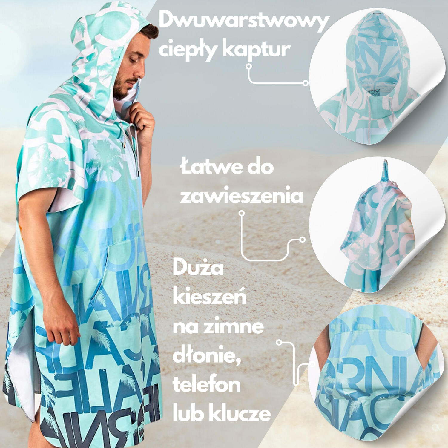 Poncho surf California ponczo plażowe 3/8