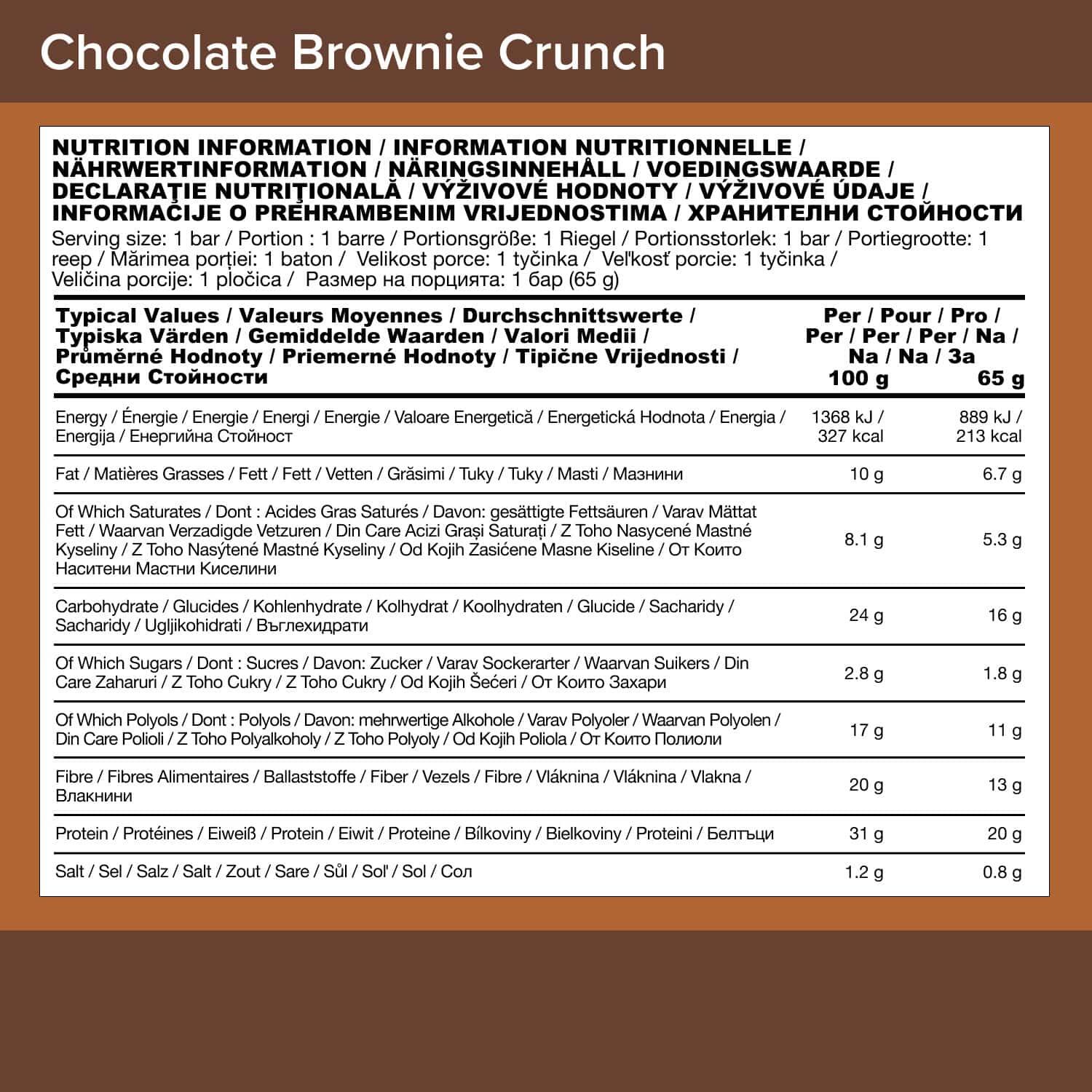 Optimum Nutrition Protein Bar 65g x10 Chocolate Brownie Crunch 2/4