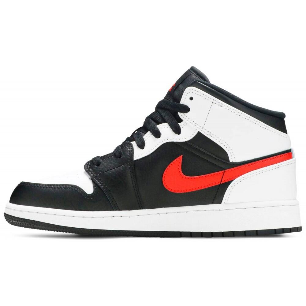 Jordan 1 Mid White Black Chile Red (GS) 4/6