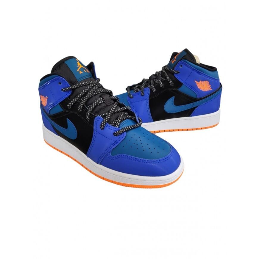 Sneakers nike air jordan 1 mid racer-pelle- blu/azzurro/nero-554725-440 2/5