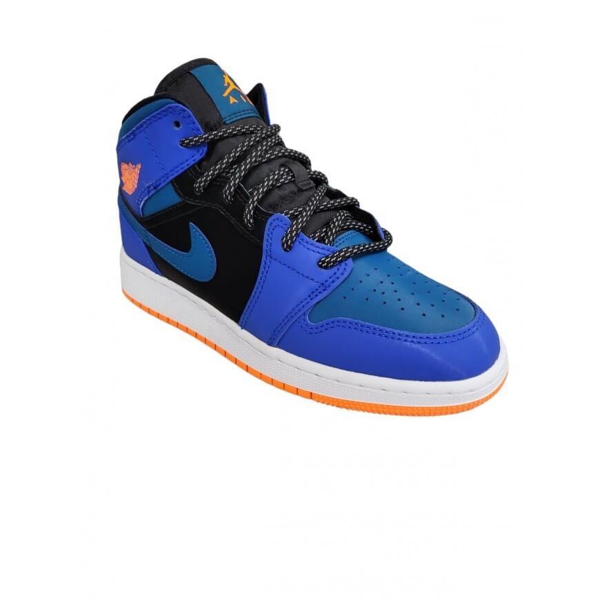 Sneakers nike air jordan 1 mid racer-pelle- blu/azzurro/nero-554725-440 4/5