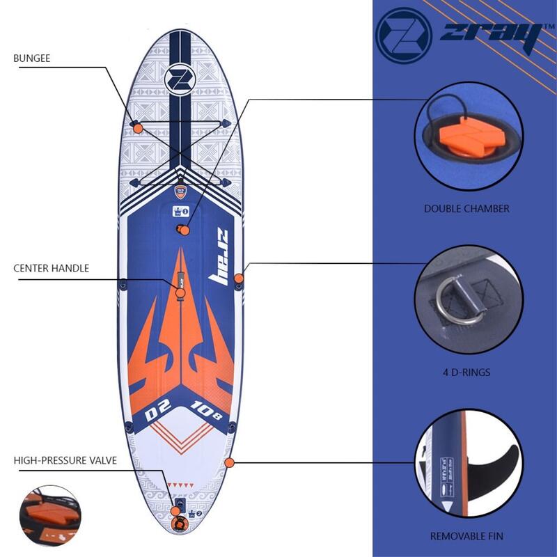 ZRAY DUAL D2 Dropstitch DC 325x81x15cm 10'x32 "x6" Stand Up Paddle Hinchable