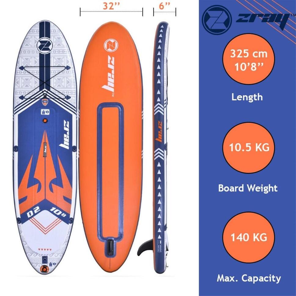 Deska SUP dmuchana ZRAY Dual D2 Dropstitch DC 325x81x15cm 10'x32 