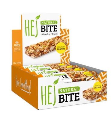 Hej natural hej bite organic (12x40g) crunchy peanut - repen - eiwit repen