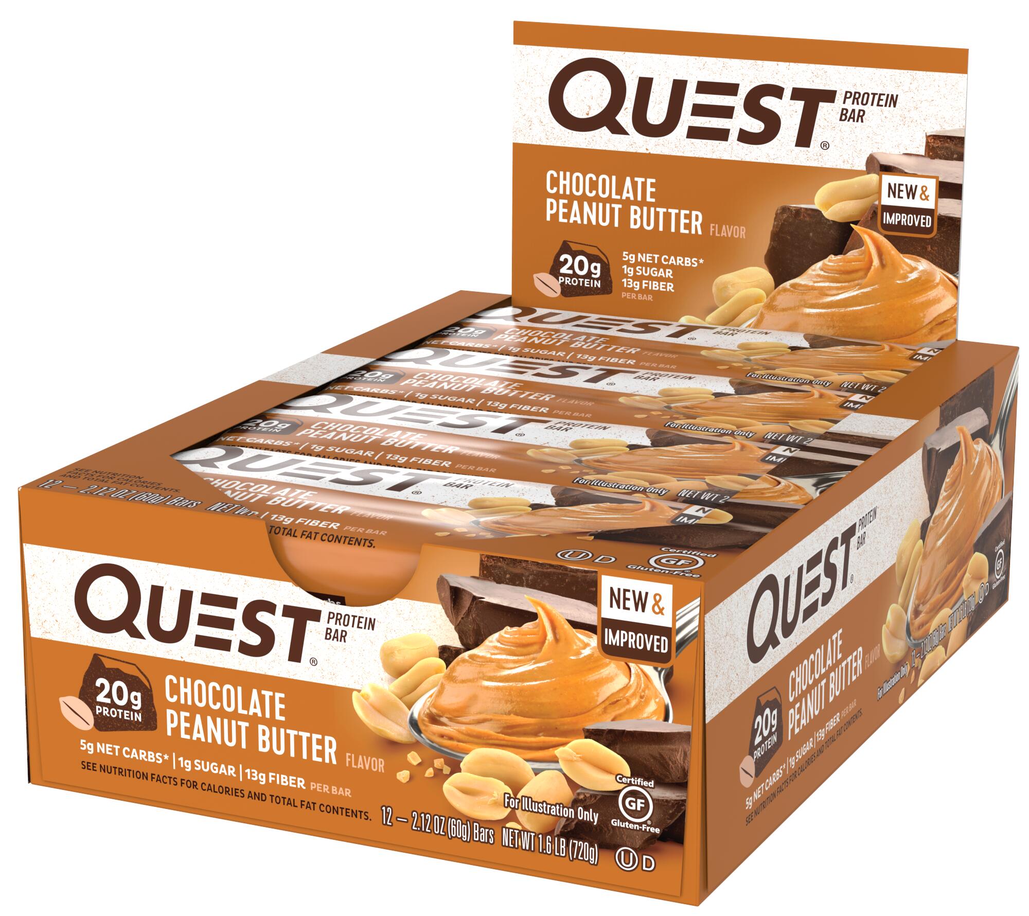 Barres protéinées - Quest Bar - Beurre de Cacahuète et Chocolat Boite de 12 5/5