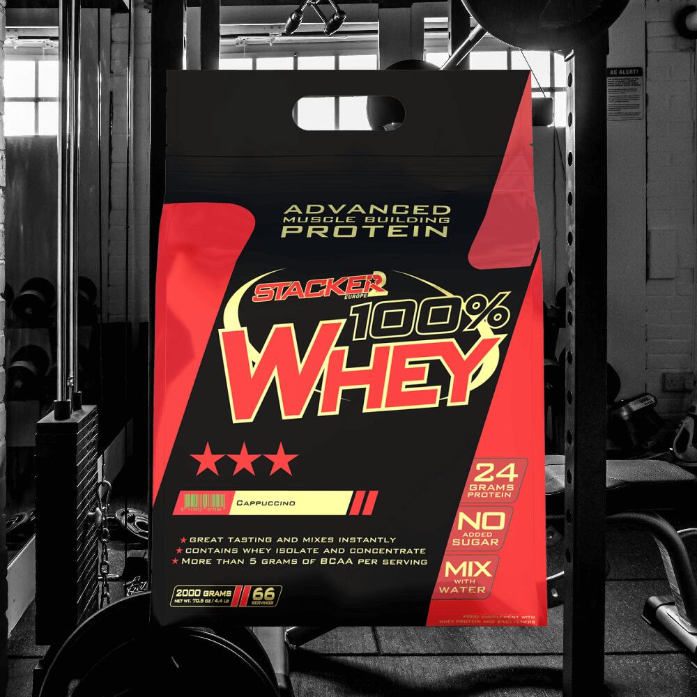 Stacker2 100% Whey (2000g) Cappuccino - Protéines 2/3