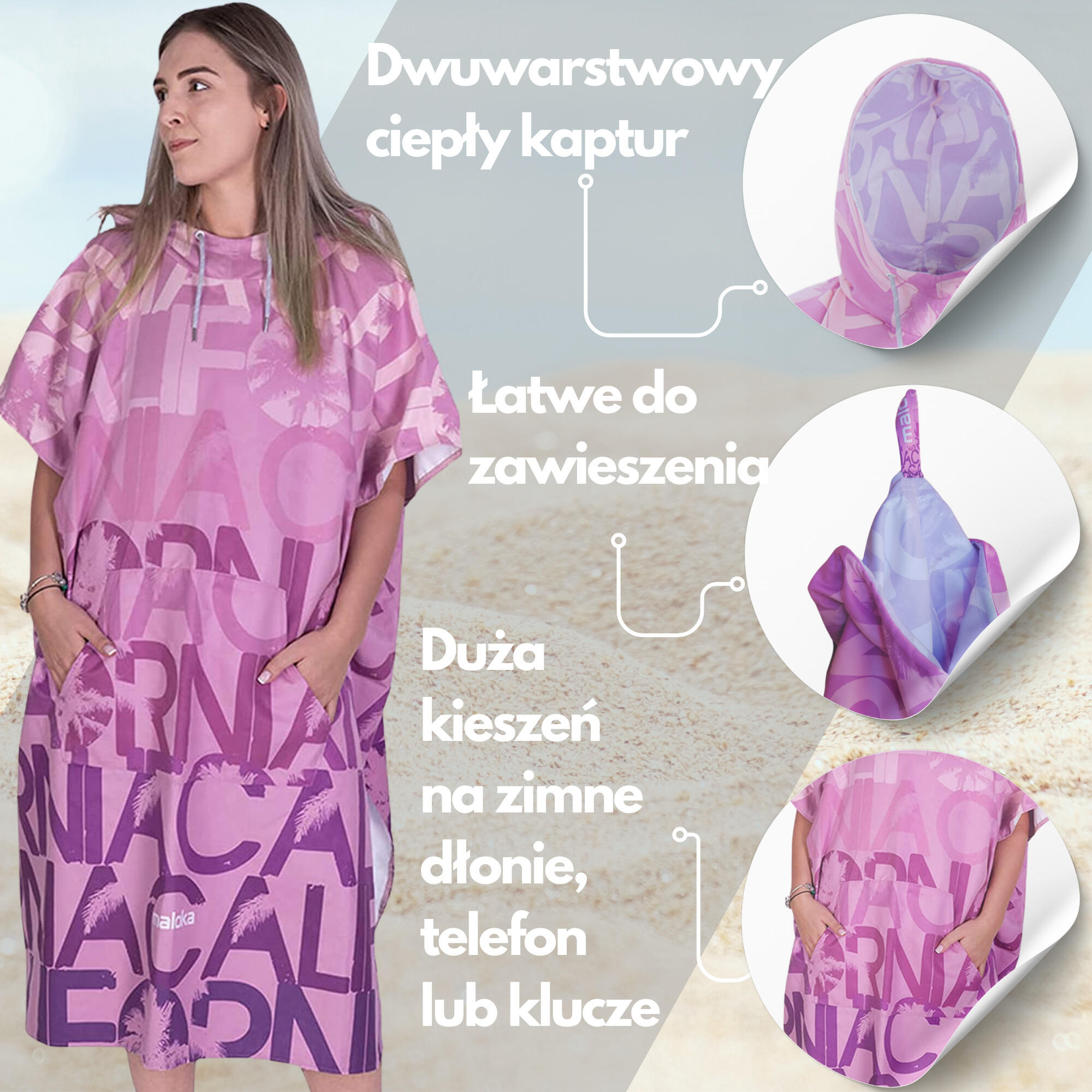 Poncho surf California ponczo plażowe 3/8