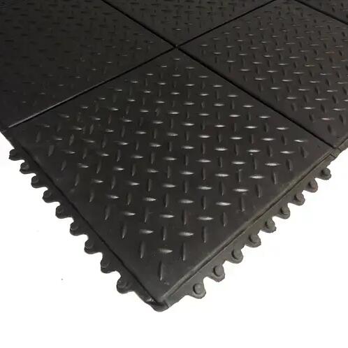 Fitness mat 90 x 90 cm - Click system - Black - 14mm