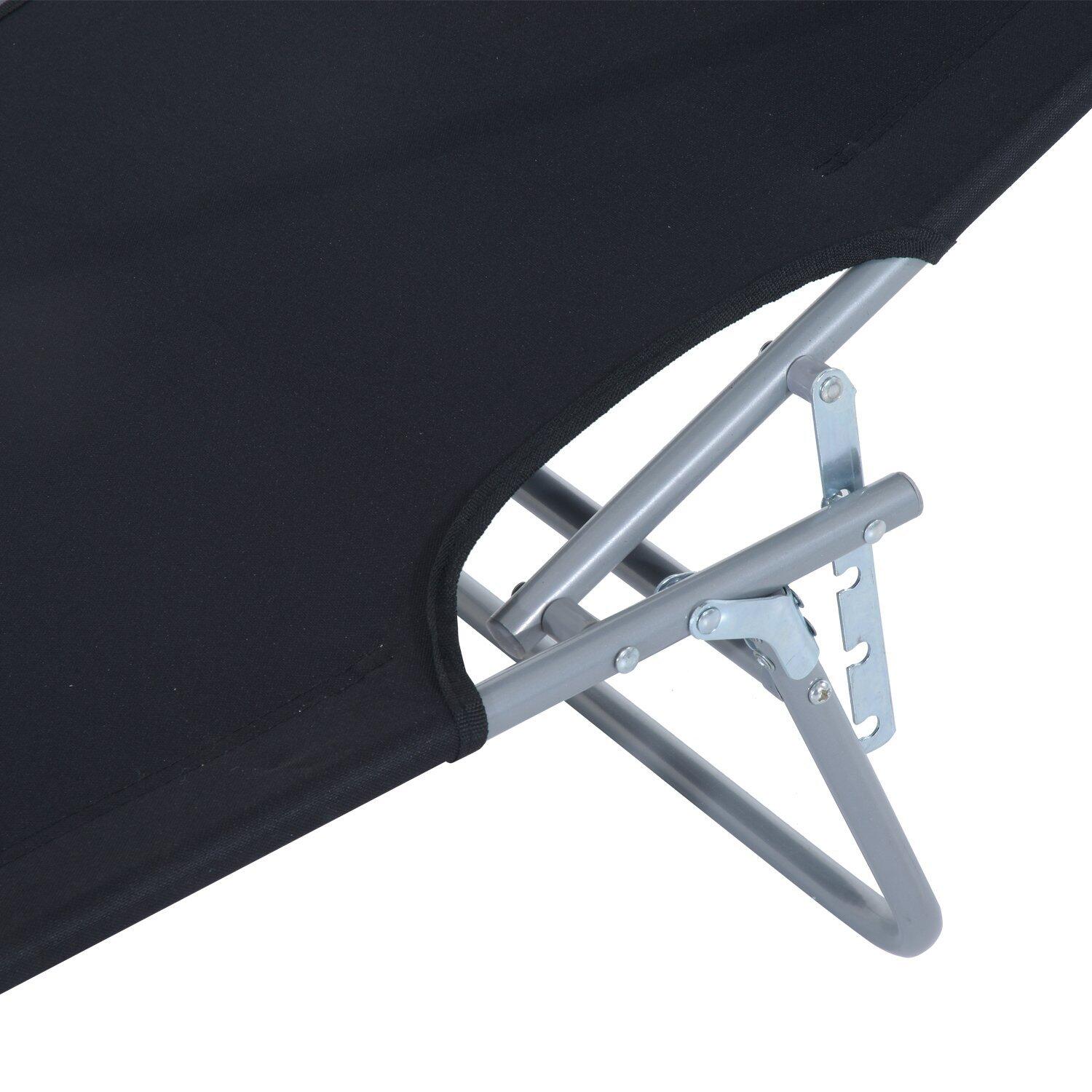Espreguiçadeira Dobrável 187x58x50 cm Preto Outsunny 5/7