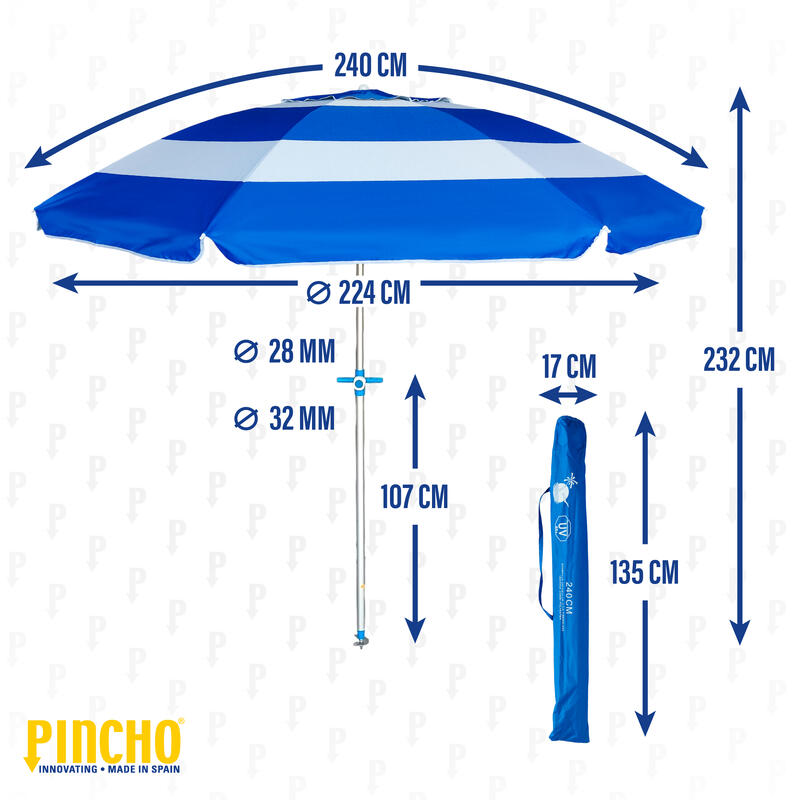 Pincho Sombrilla Playa 160 cm, UV 50, Jerez 29