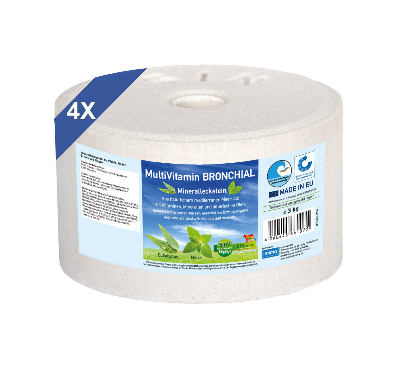 IMIMA MultiVitamin BRONCHIAL mineraal liksteen, set met 4x 3kg