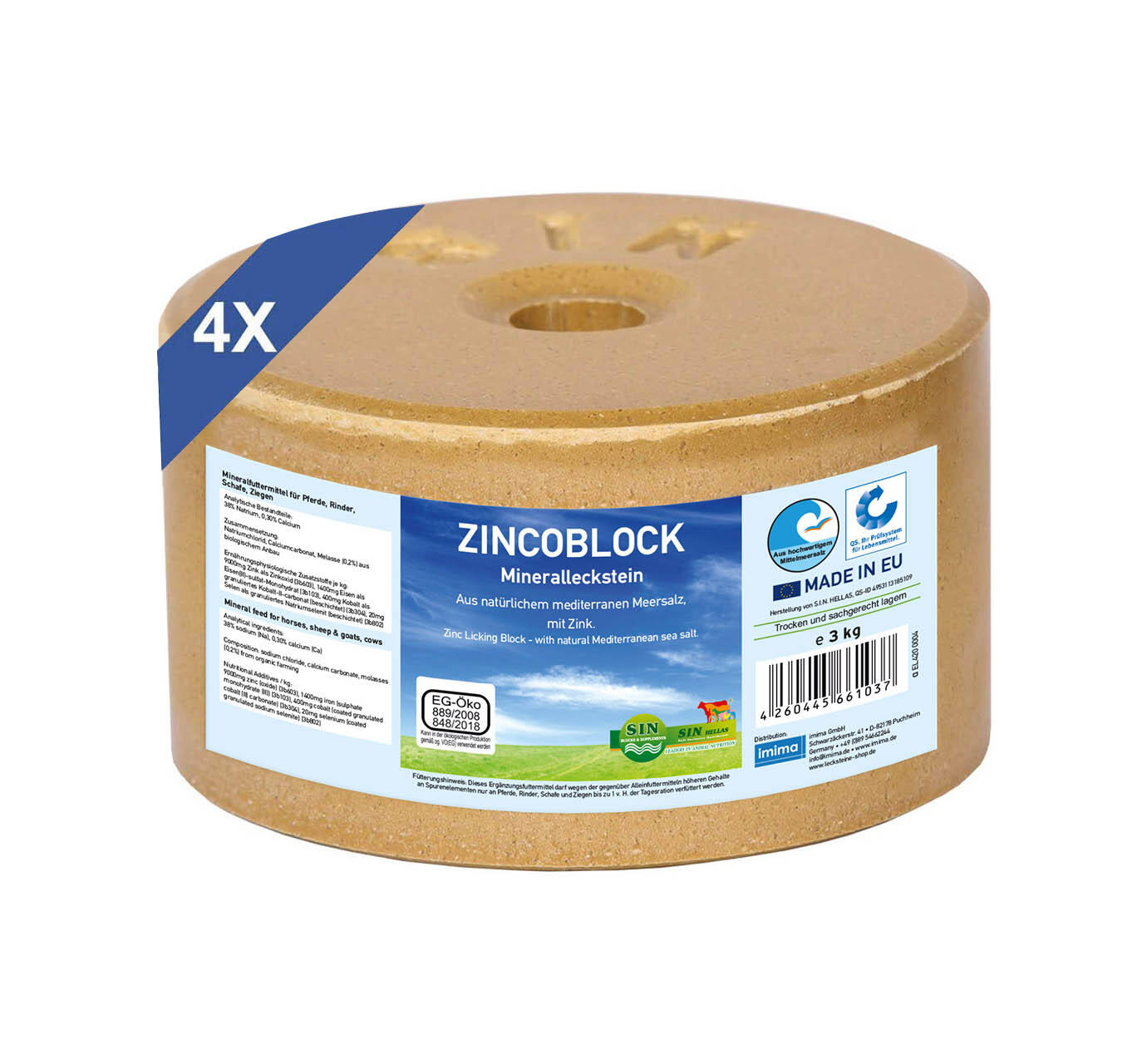 IMIMA ZINCOBLOCK - mineraal liksteen, set met 4x 3kg