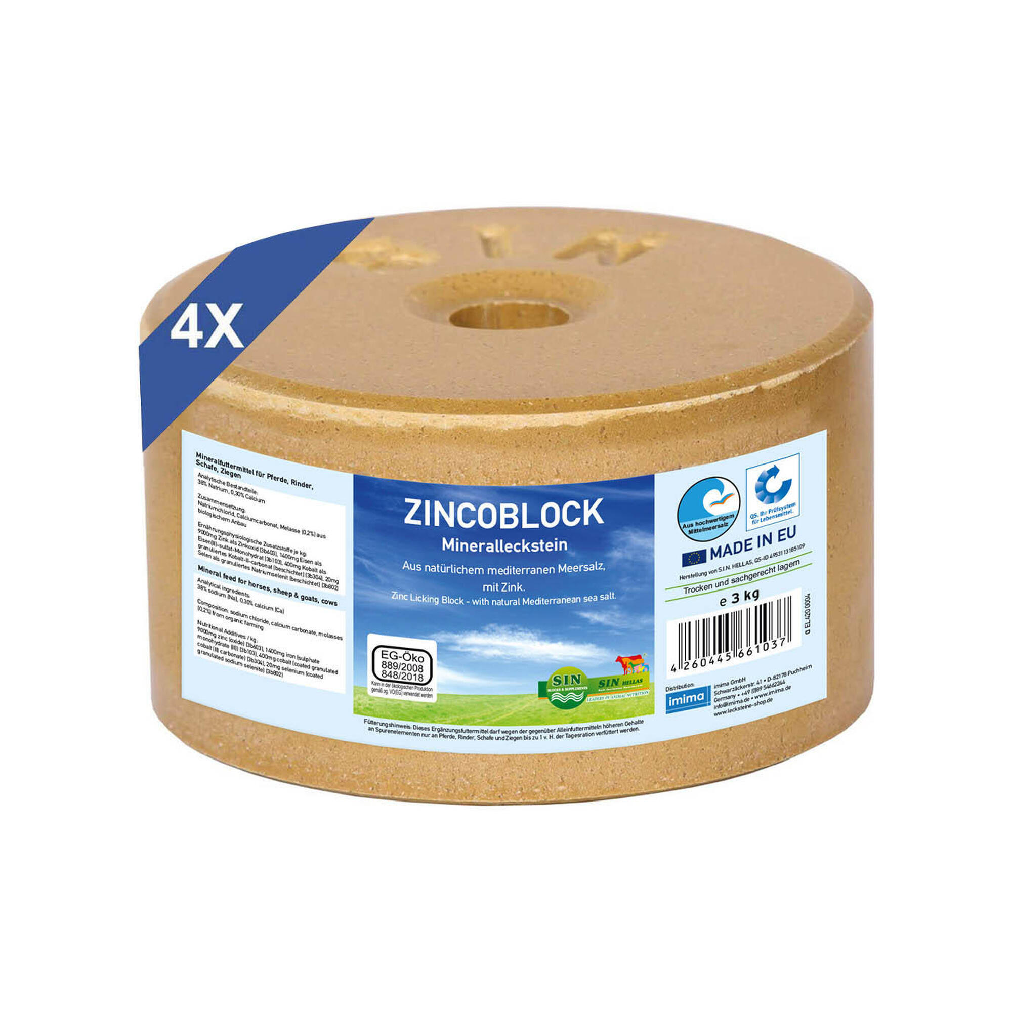 Imima - Zincoblock - Pierre À Lécher Minérale, Jeu De 4x 3kg - Pierre À Sel - 12 Kg - Decathlon