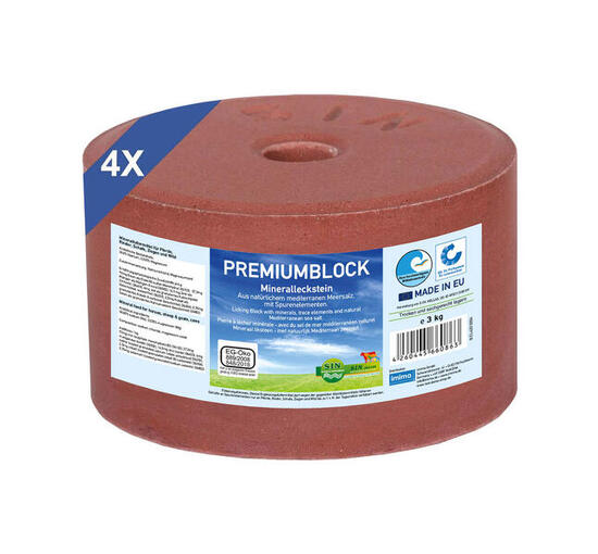 PREMIUMBLOCK- pierre à lécher minérale, jeu de 4x 3kg