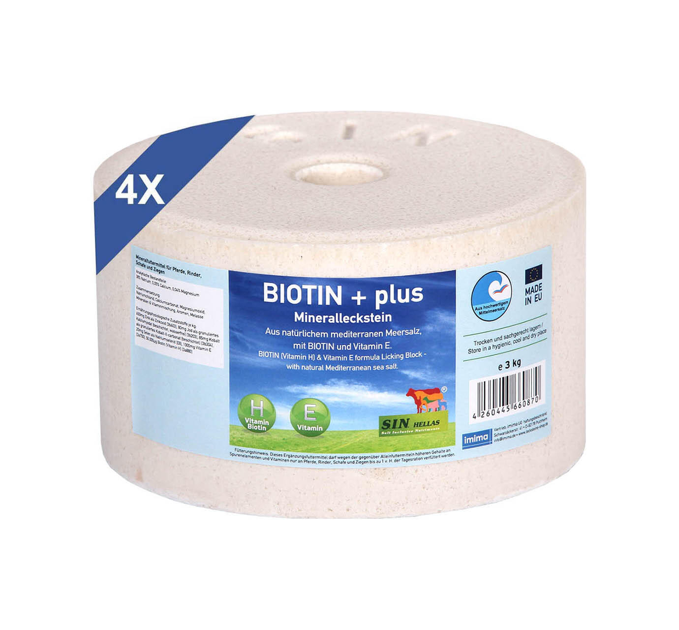 IMIMA BIOTIN+plus - mineraal liksteen, set met 4x 3kg
