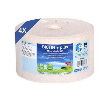 BIOTIN+ plus - pierre à lécher minérale, jeu de 4x 3kg