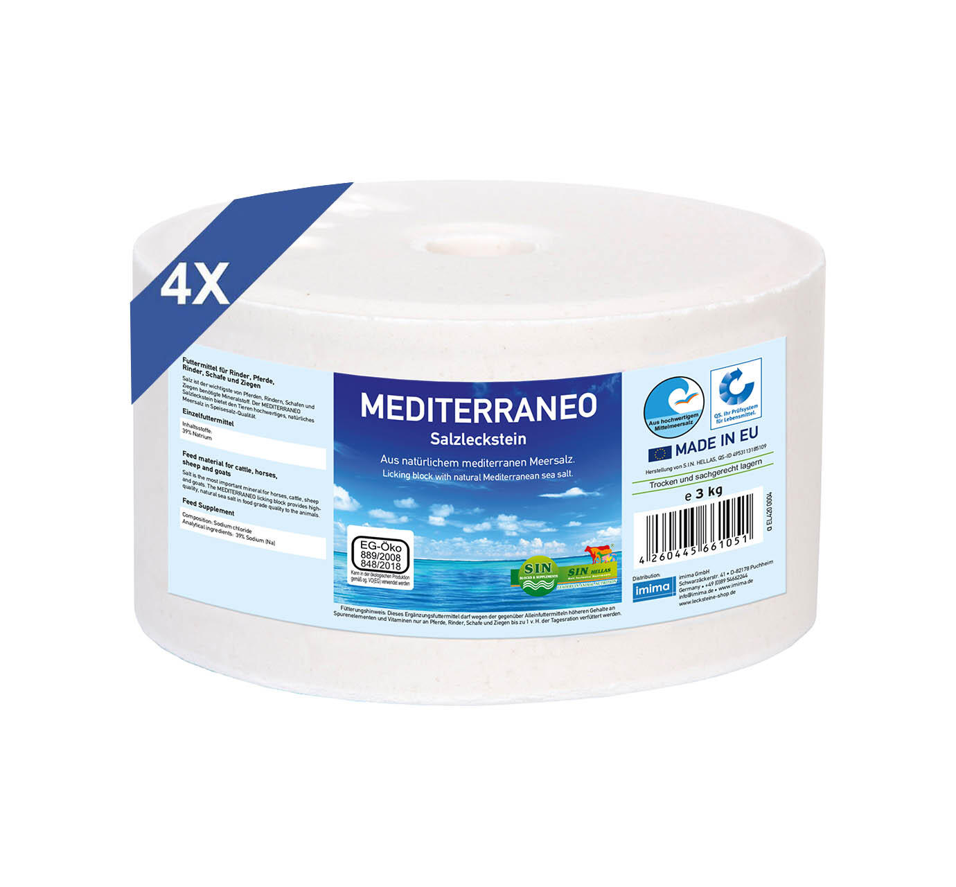 IMIMA MEDITERRANEO - zeezout liksteen, set met 4x 3kg