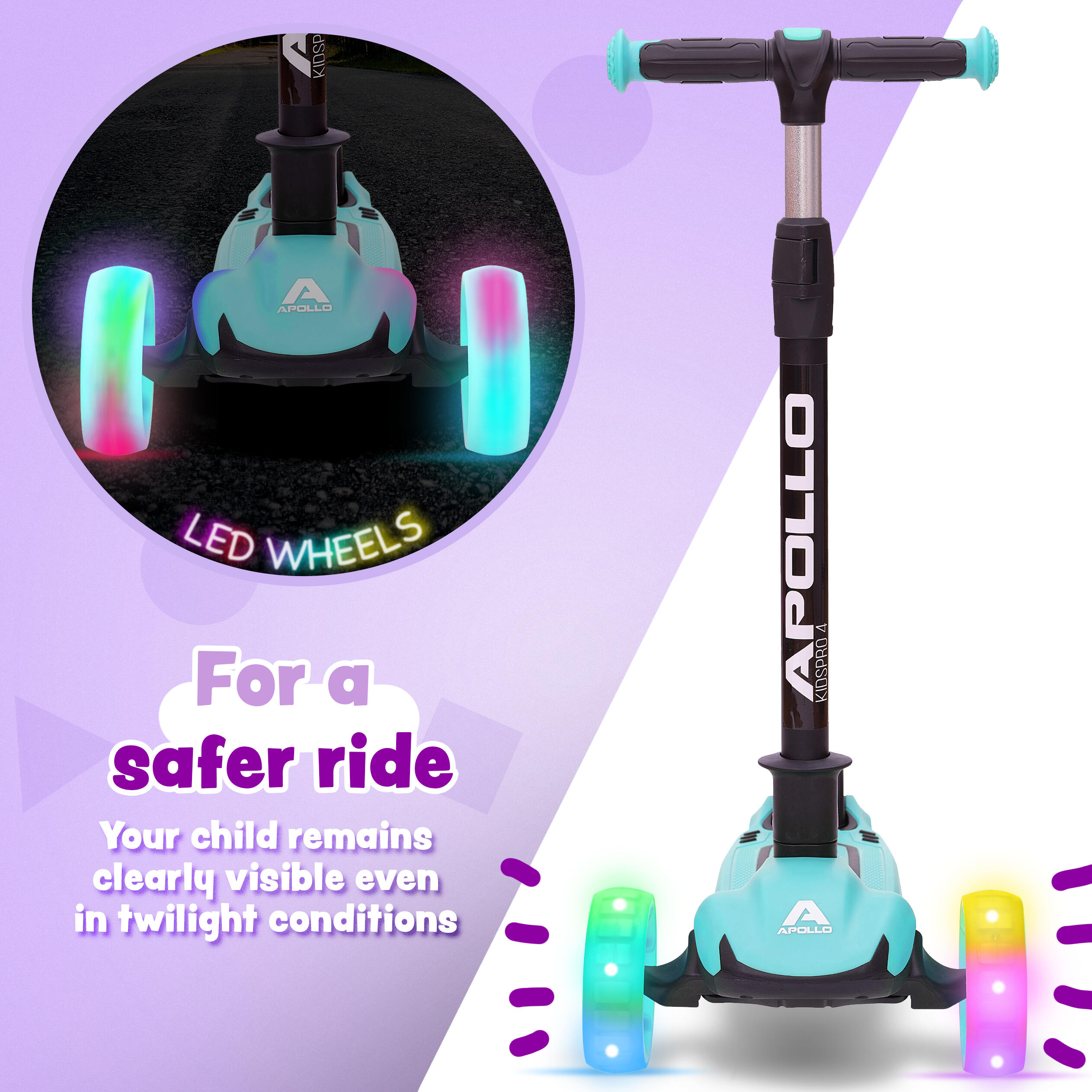Kinderscooter KIDSPRO 4 opvouwbare LED 3-wiel step 4/7