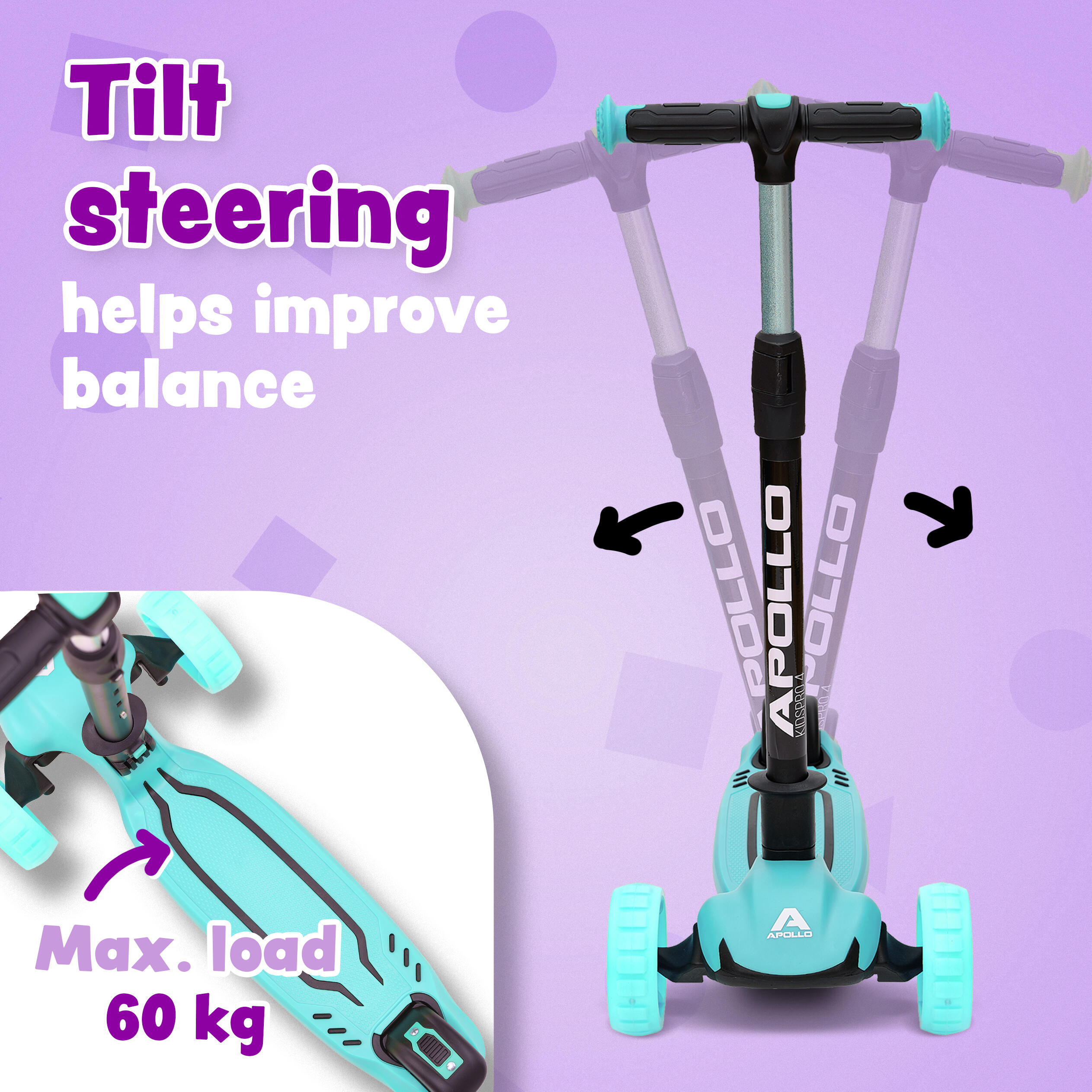 Kinderscooter KIDSPRO 4 opvouwbare LED 3-wiel step 3/7