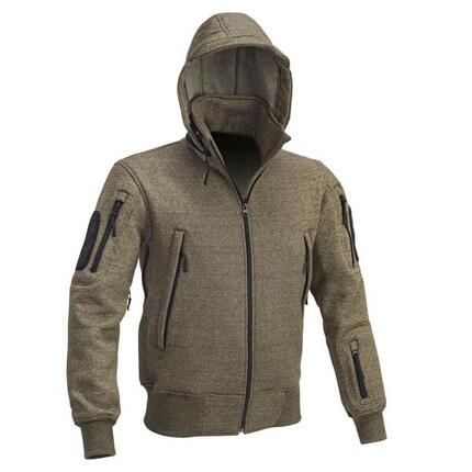 Herren-Pullover-Weste-Jacke Tactical mit Kapuze – Grün