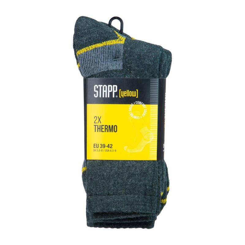 STAPP Chaussettes Thermiques Homme Jaune 2-pack Anthracite Melange