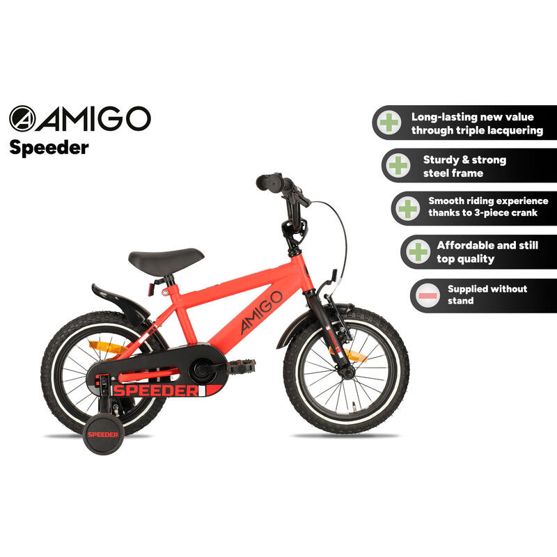 AMIGO Kinderfahrräder Jungen Speeder 16 Zoll 27 cm Jungen Rücktrittbremse