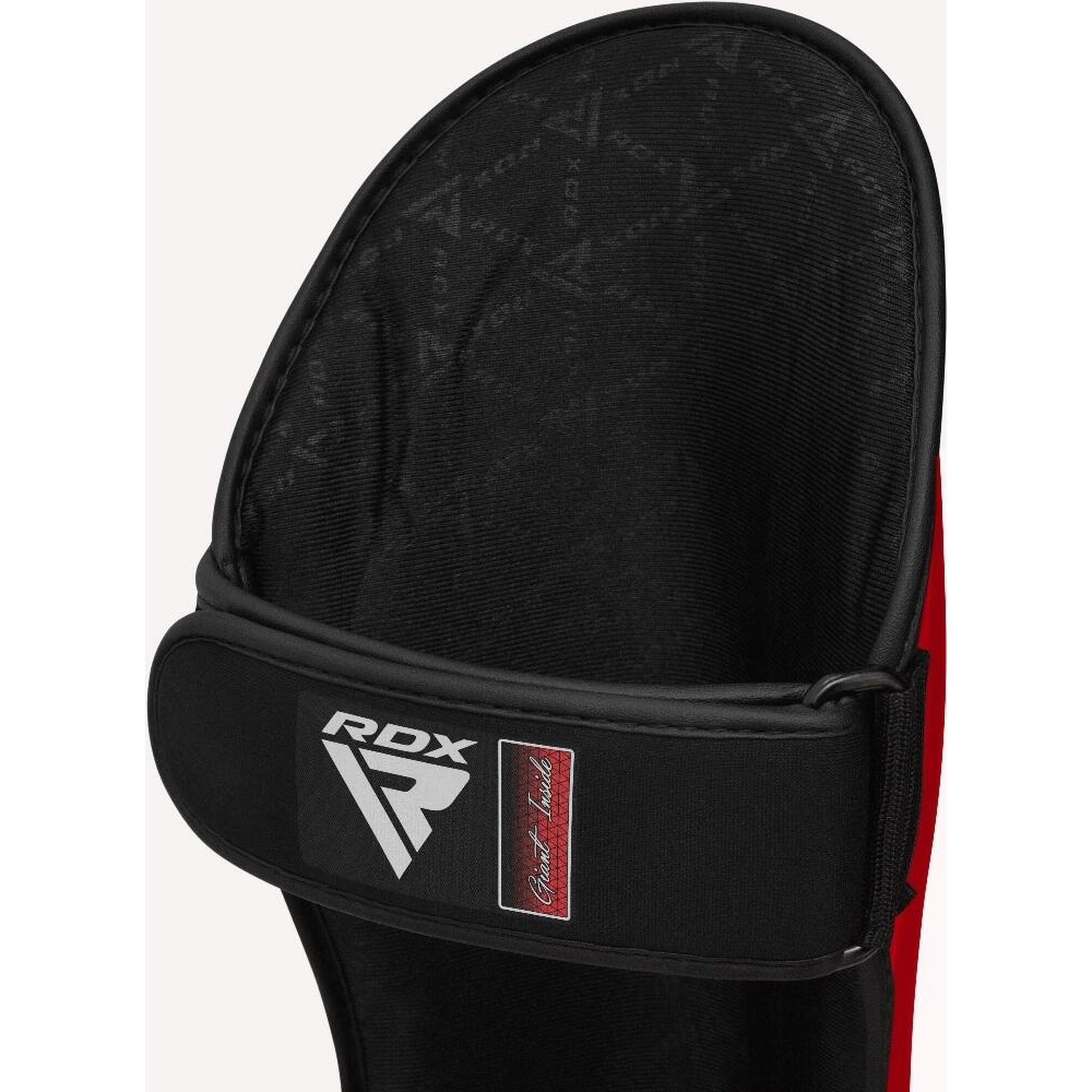 Protectie tibie Rdx T1, piele, rosu/alb, M