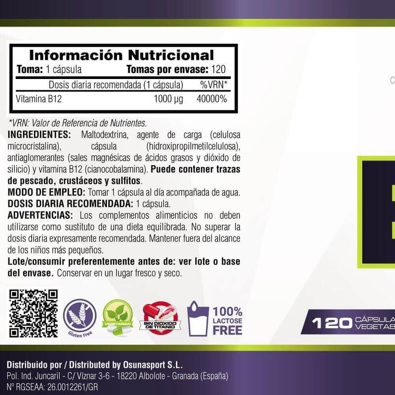 Vitamina B12 - 120 Cápsulas Vegetales de MM Supplements