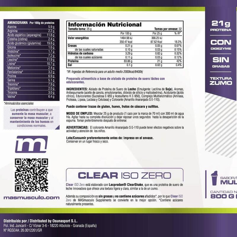 Clear iso zero - 800g Fruité (multifrutas) de MM Supplements