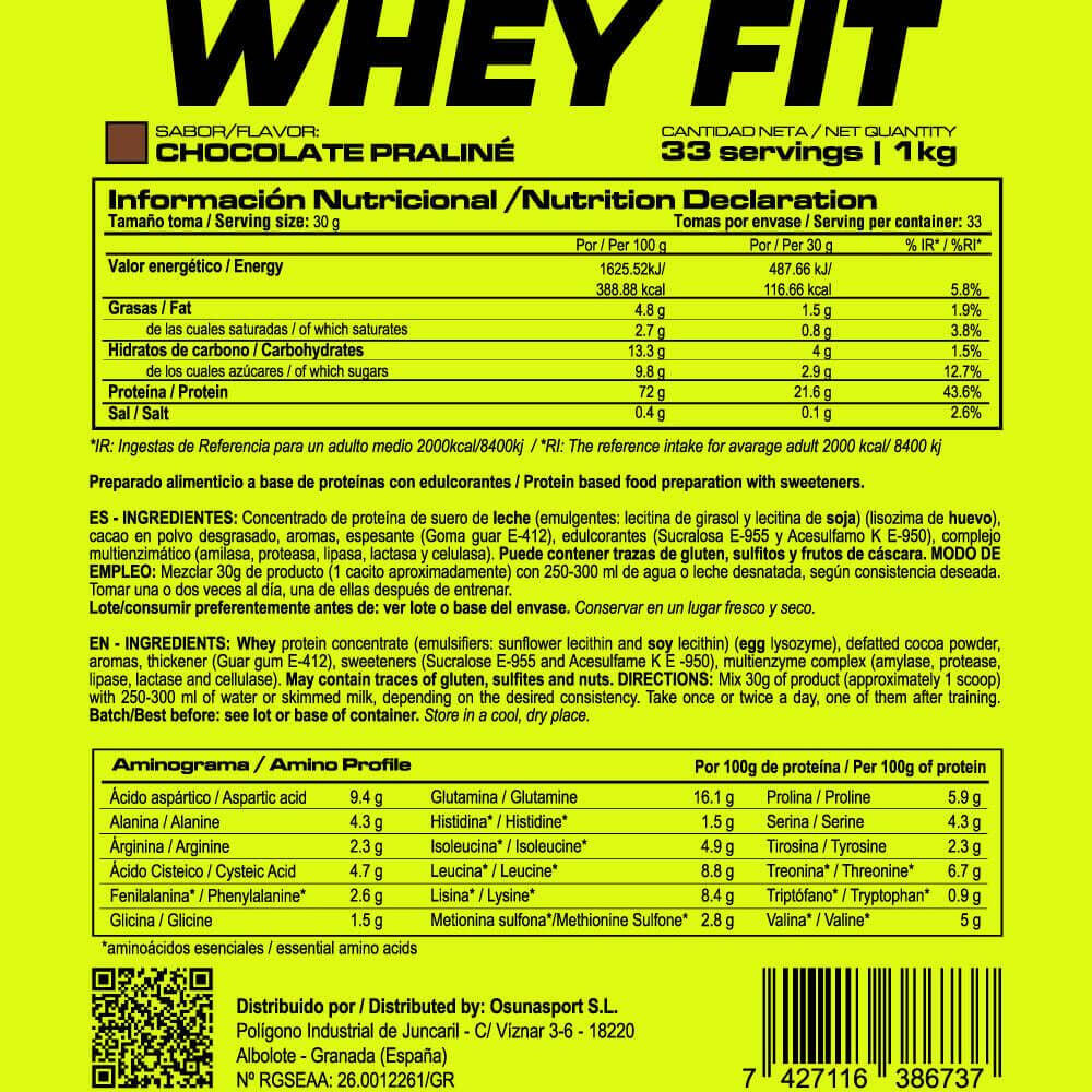 Whey fit - 1kg Chocolat Praliné de MASmusculo 5/5