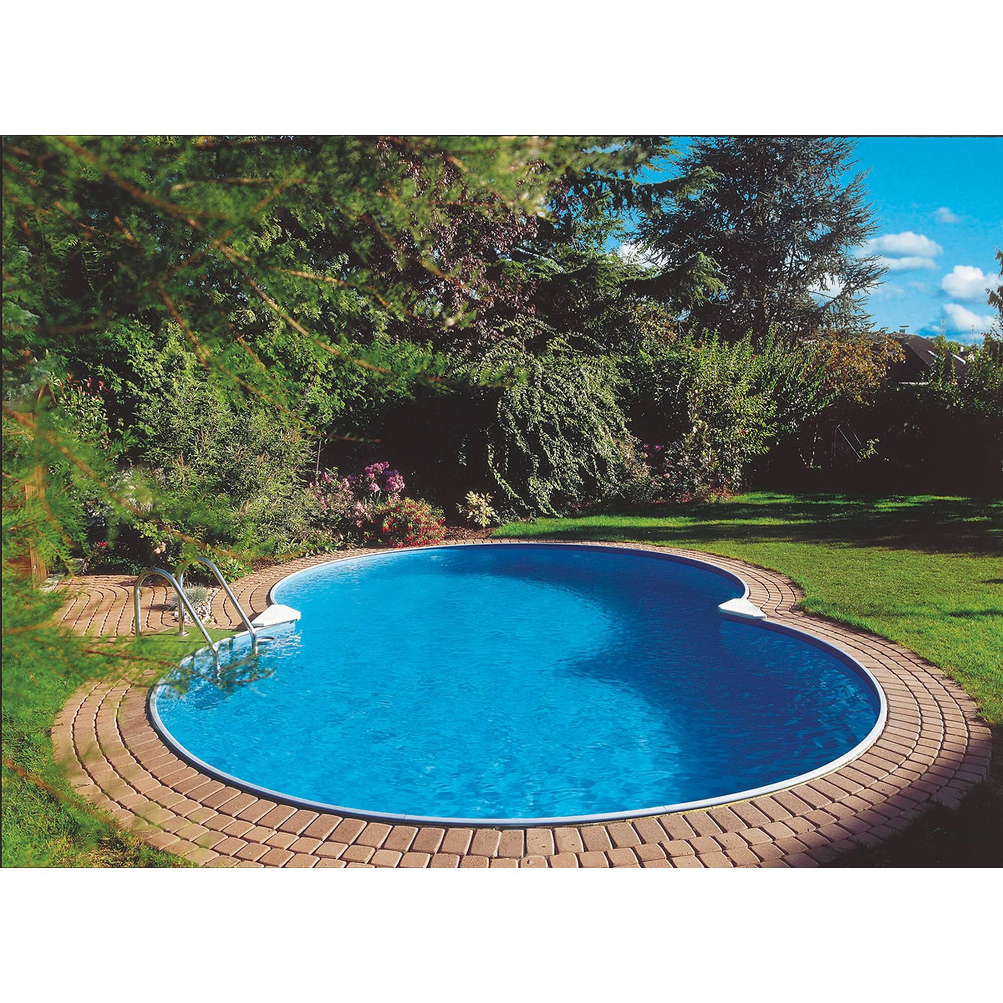 Stahlwandpool Set achtform 525x320x150cm, Stahl 0,8mm weiß, Folie
0,6mm blau 4/7