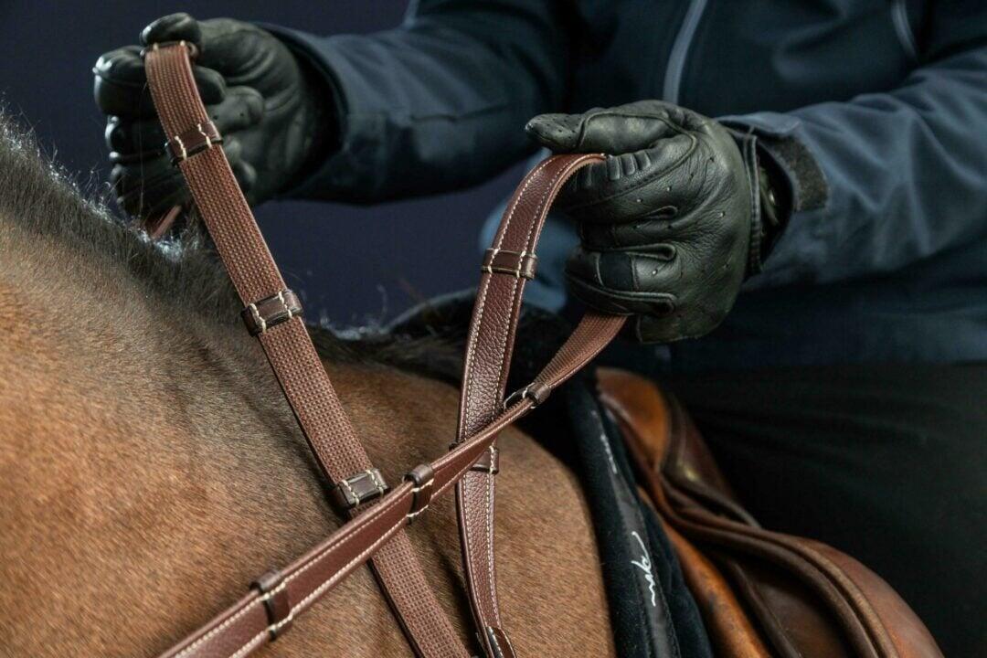 Hanf für Pferde aus Leder mit 7 Halterungen (Ohne Stopper) Dy'on Hunter 5/8 2/2