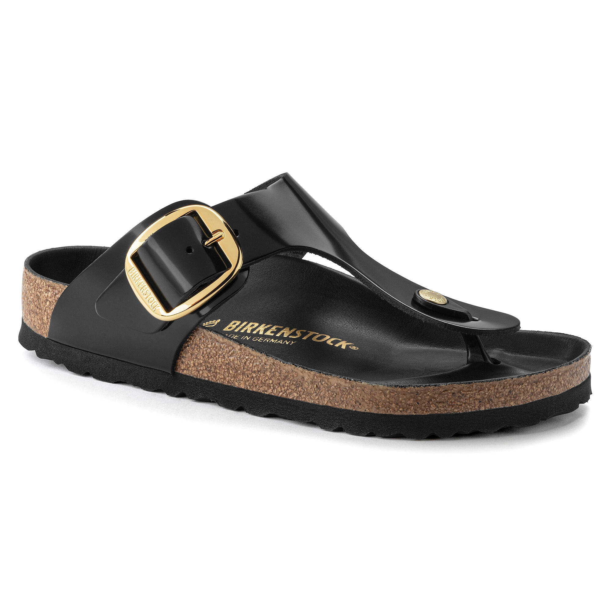 Sandales femme Birkenstock Gizeh Big Buckle Natural Leather Patent Large 1/7