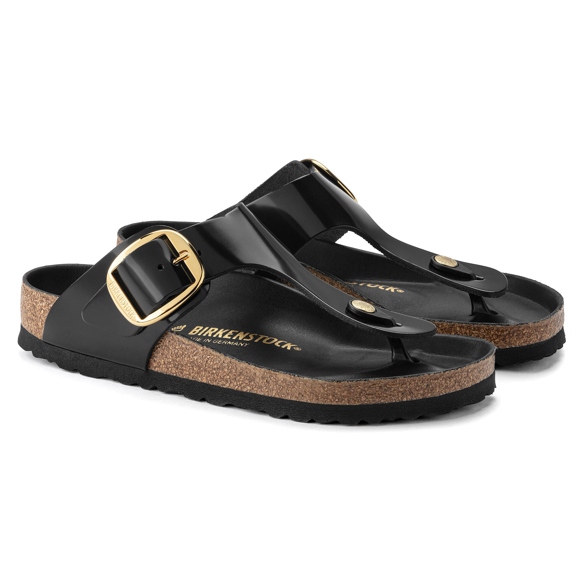 Sandales femme Birkenstock Gizeh Big Buckle Natural Leather Patent Large 6/7