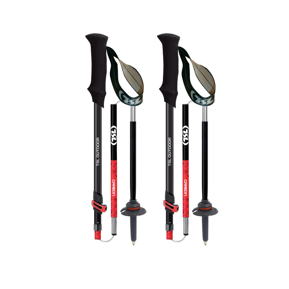 Tsl - Bâtons De Trekking Tsl - Pliable Et Télescopique -tour Carbone 5 Light Push&pull - Bâton De Randonnée - Noir|rouge - 130cm - Decathlon
