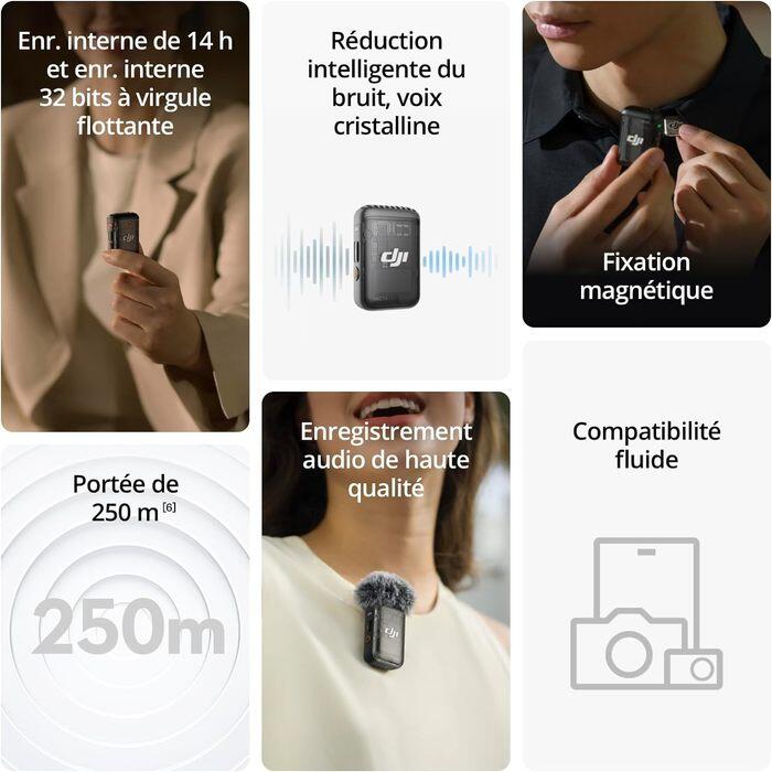 Microphone sans fil DJI Mic 2 Noir + 1 émetteur + 1 récepteur 2/7