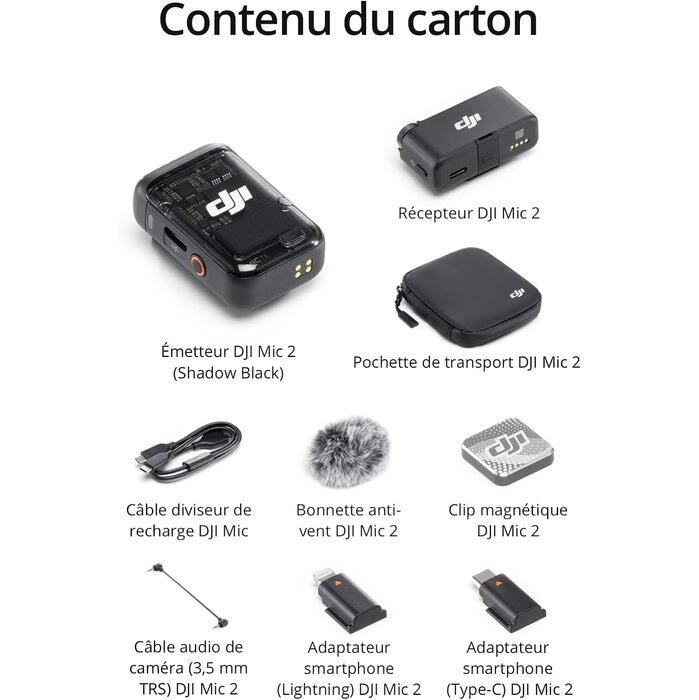Microphone sans fil DJI Mic 2 Noir + 1 émetteur + 1 récepteur 7/7
