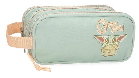Estuche tres compartimentos Unisex Star wars Grogu 10 cm Verde