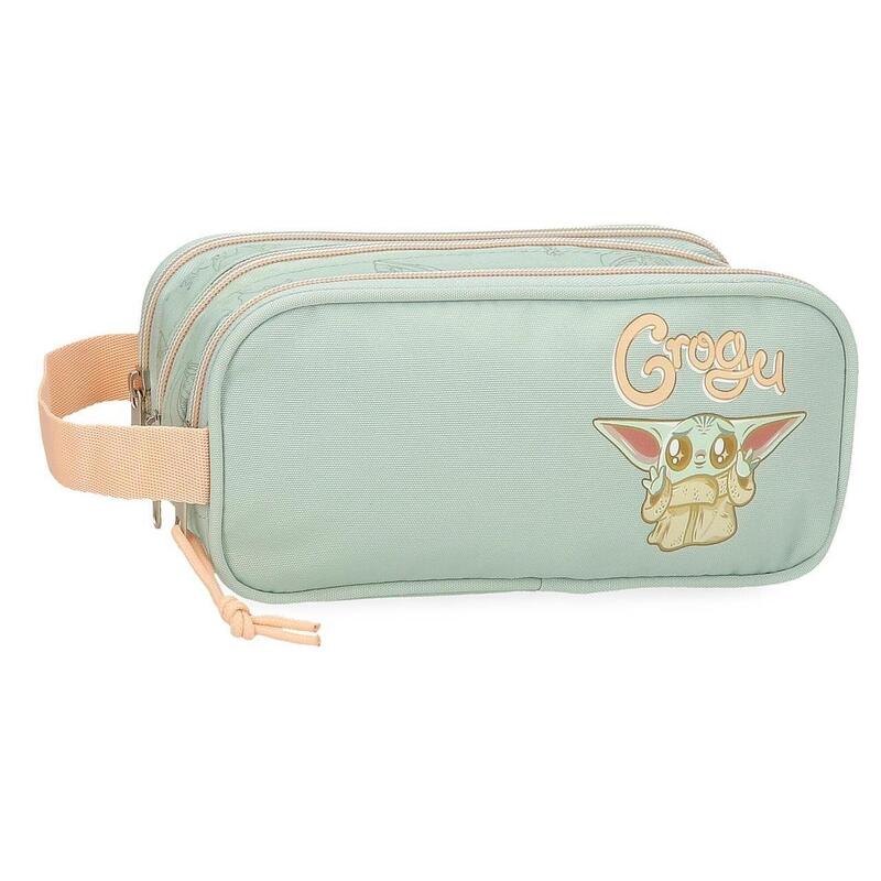 Estuche tres compartimentos Unisex Star wars Grogu  10 cm Verde