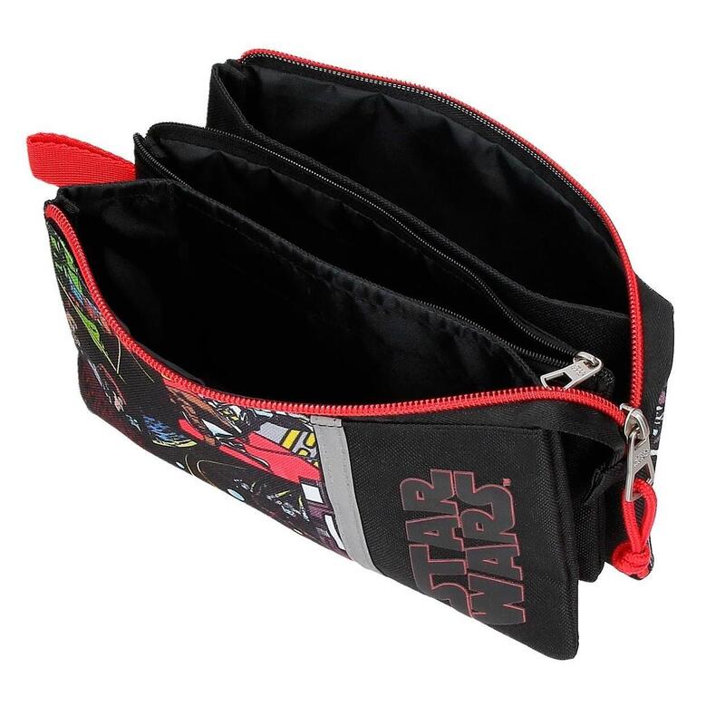 Estuche tres compartimentos Niño Star Wars Galactic Team  12 cm Negro