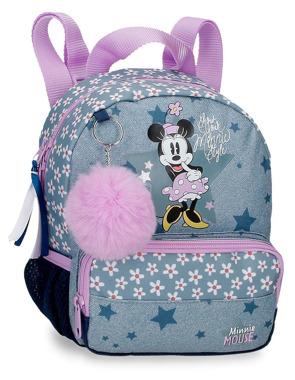 Mochila escolar menina disney minnie style 24cm azul