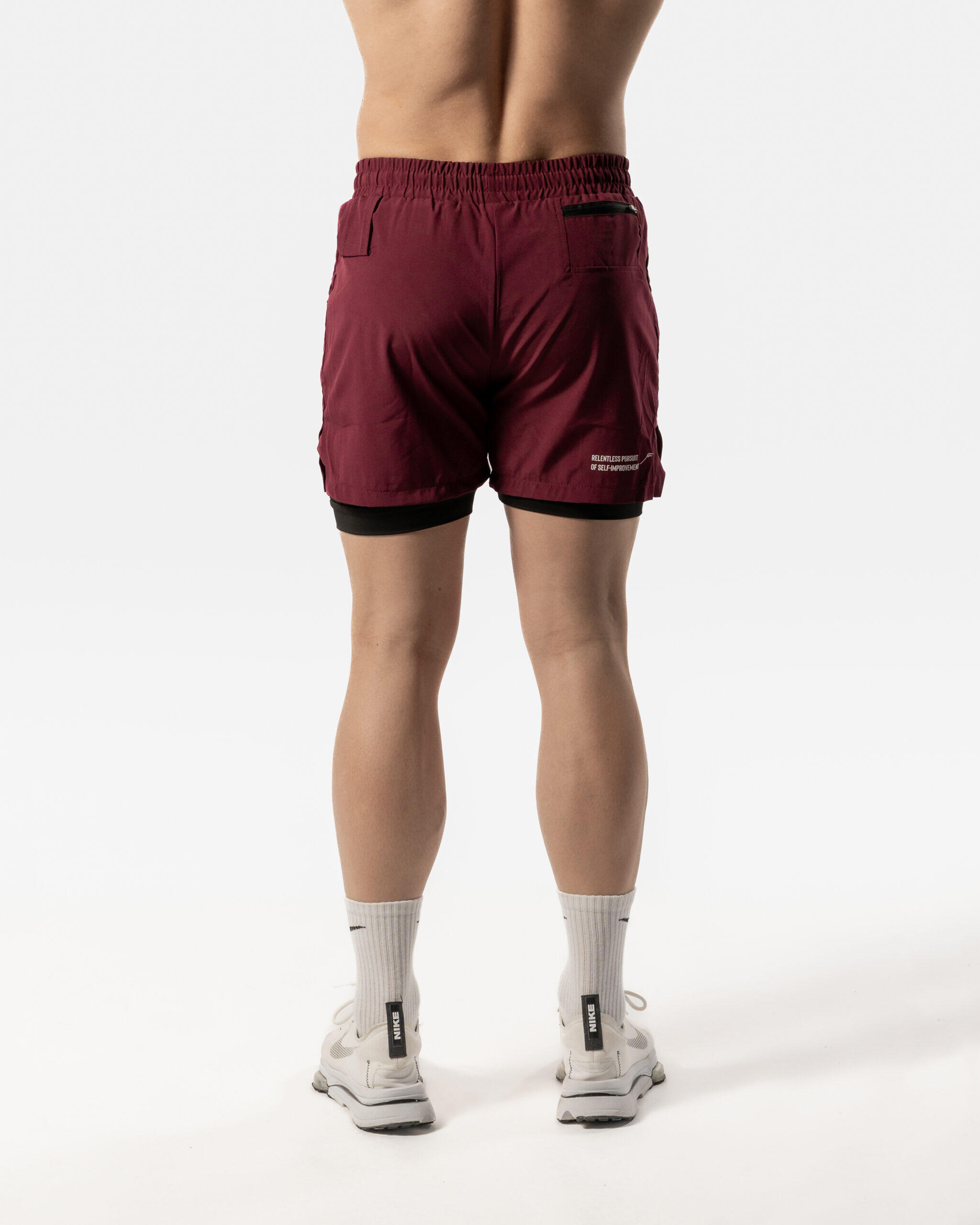 Pantaloncini da uomo 2 in 1 Fitness Cardio o Running - Rosso scuro/Nero 6/6