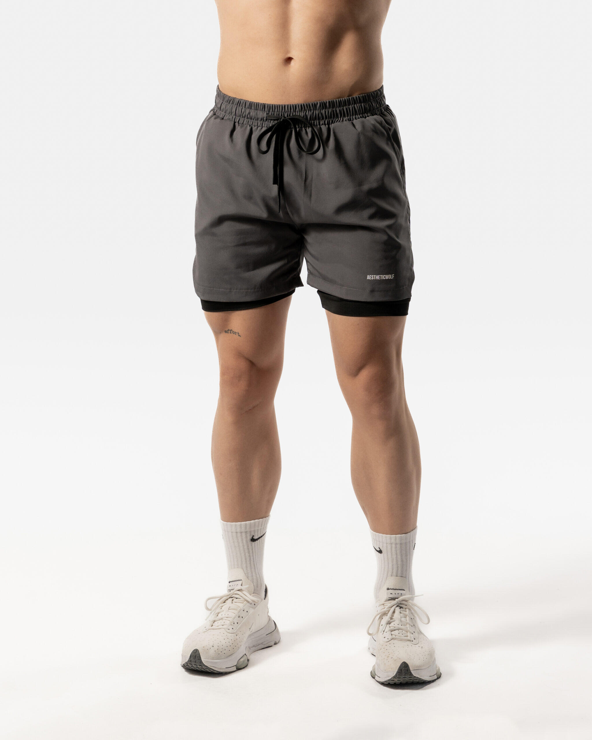 AESTHETIC WOLF Heren 2 In 1 Short Fitness Cardio of Hardlopen - Carbon grijs