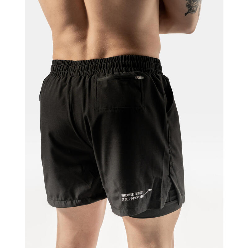 Pantalones cortos para hombre 2 en 1 Fitness Cardio o Running - Negro