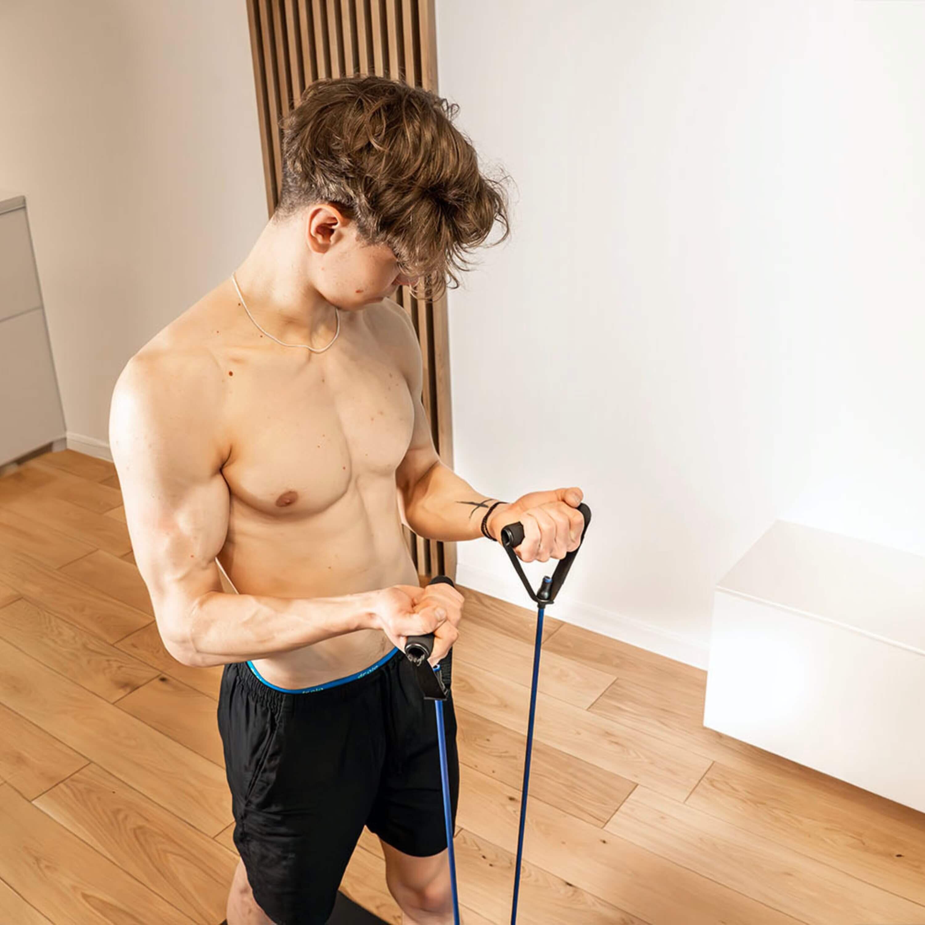 Guma oporowa do ćwiczeń z uchwytami guma treningowa fitness na siłownię DrFit 4/5