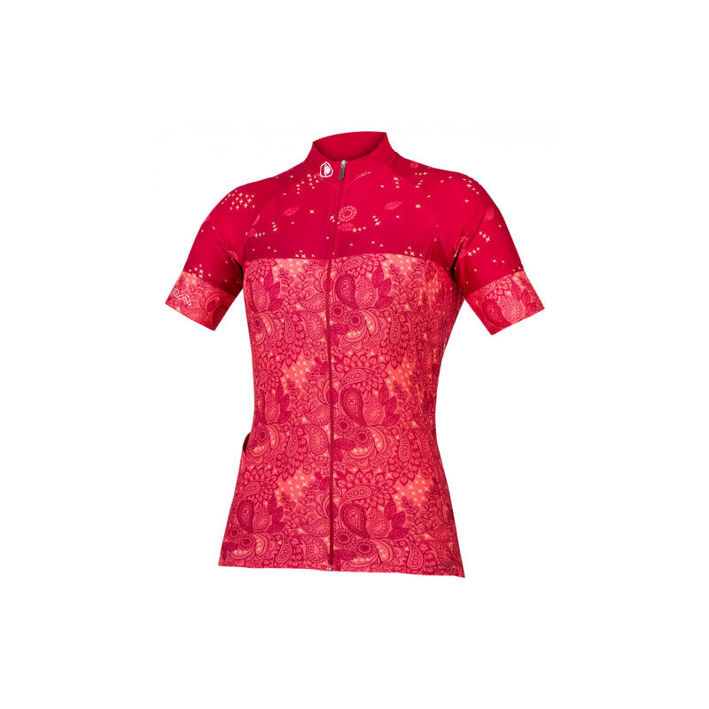 Endura Paisley Vrouwen Trui Korte Mouwen Bourgondië Rood